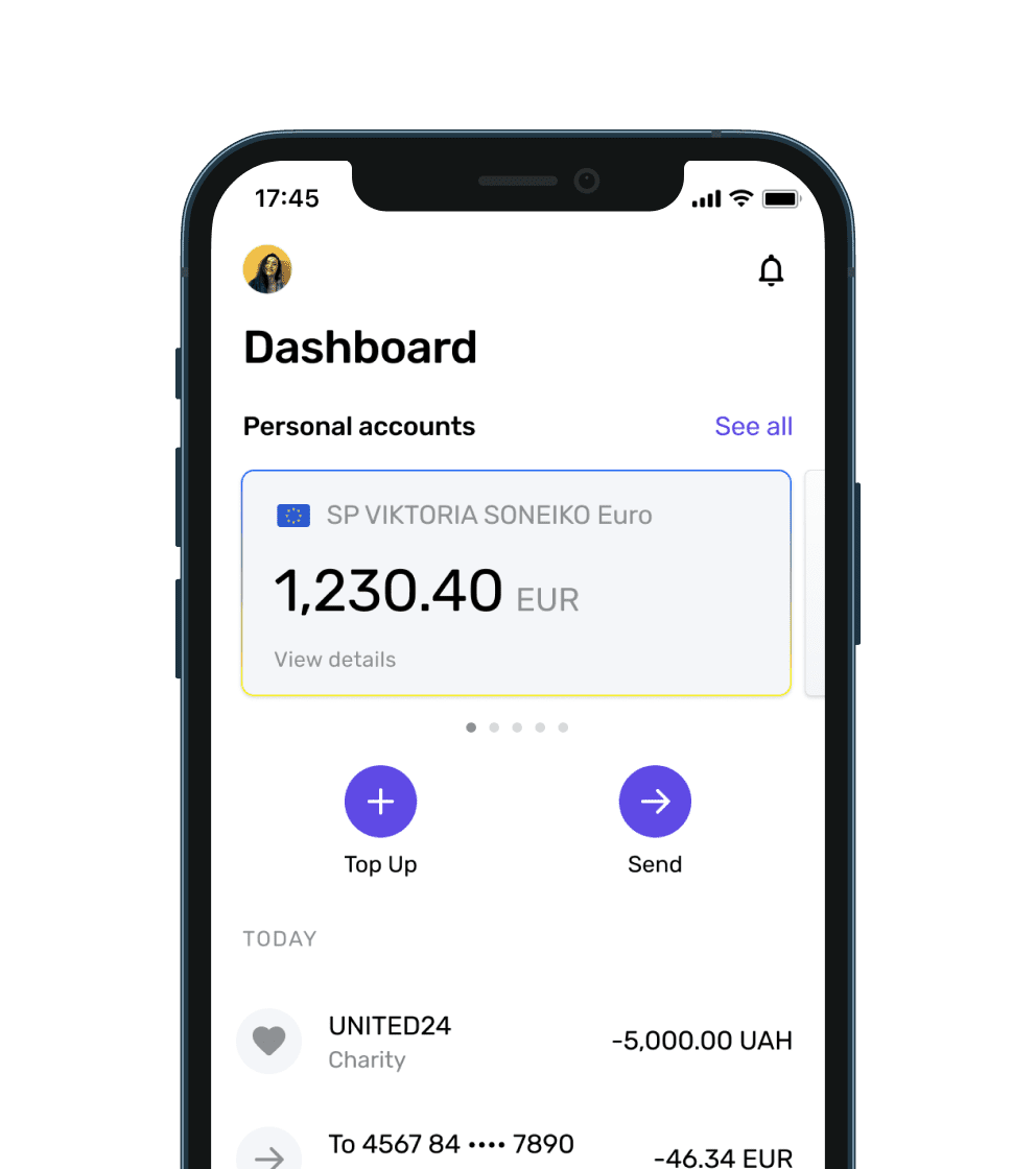Інформаційна панель ФОП-рахунку