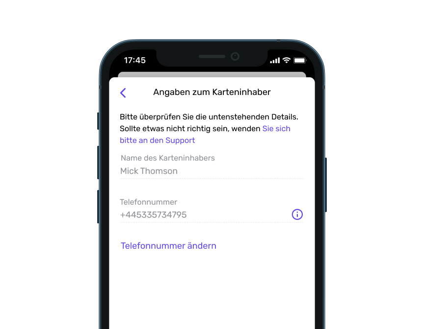 Angaben zum Karteninhaber