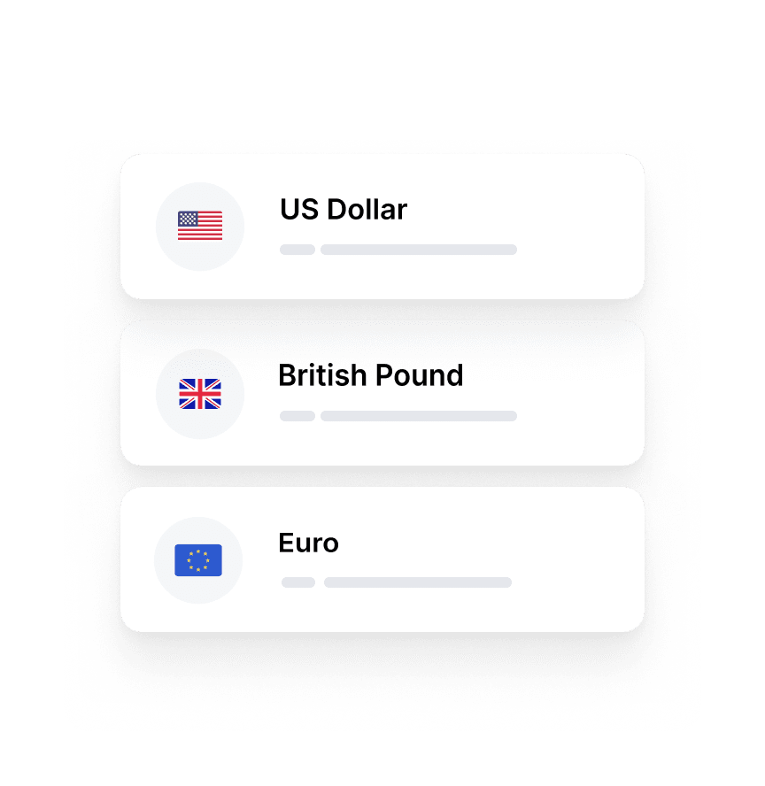 Wählen Sie verschiedene Währungen aus, um Ihre internationale Geldüberweisung durchzuführen