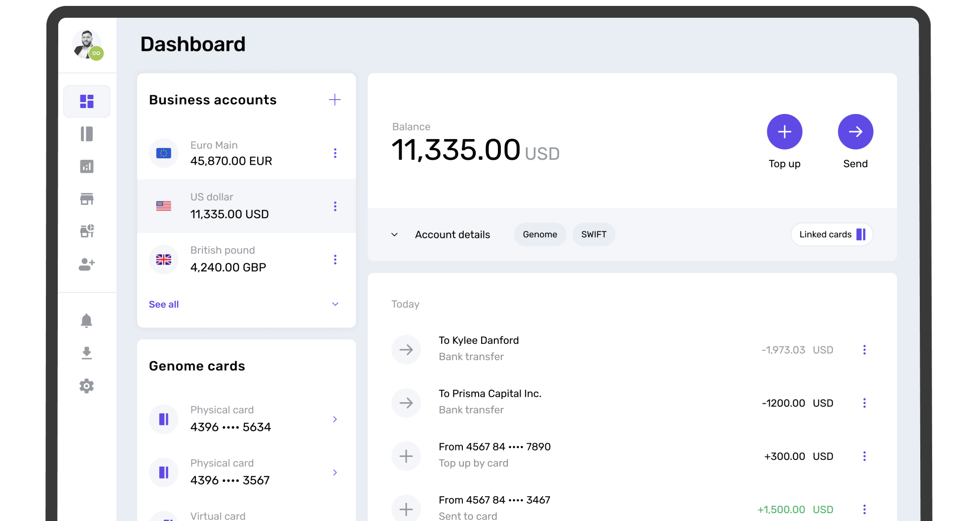 Start a business account at Genome