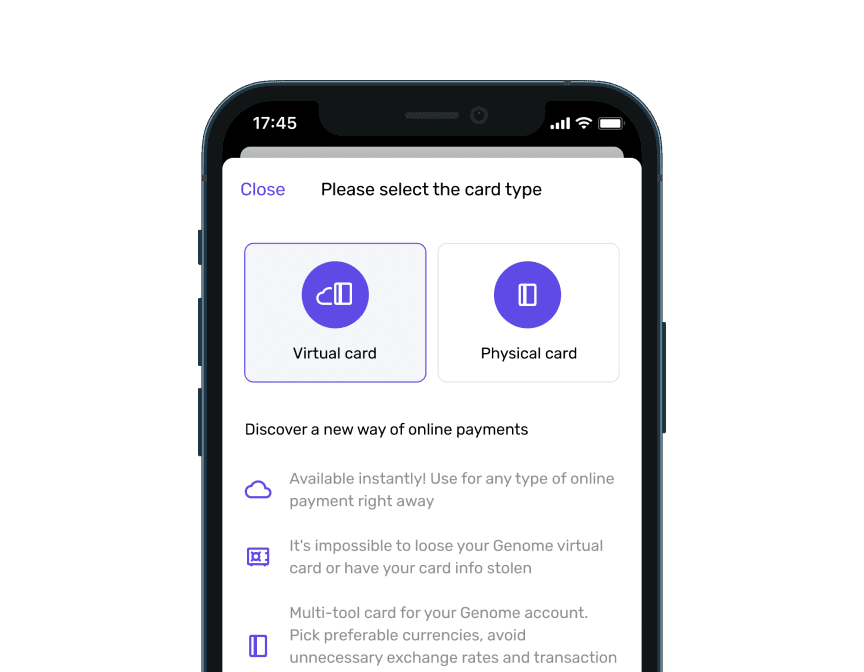 virtual card for online and contactless payments