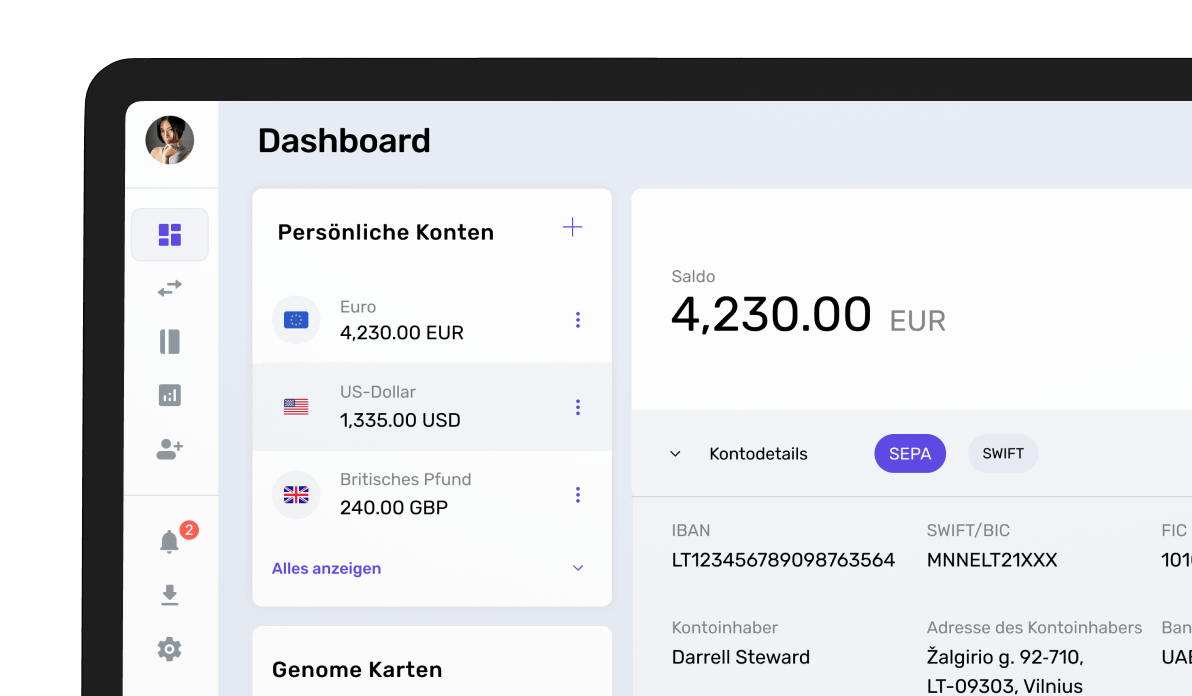 Dediziertes IBAN-Konto