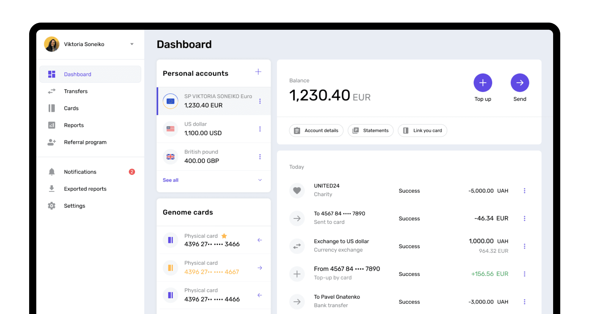 Використовуйте рахунок для грошових переказів та платежів